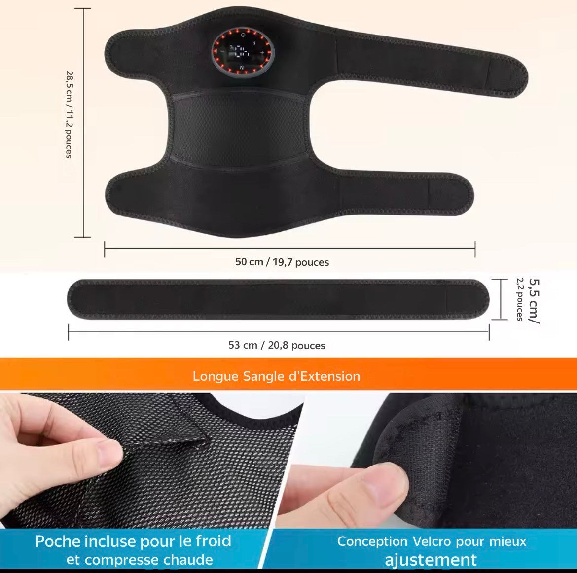 Massage chauffant genouillère